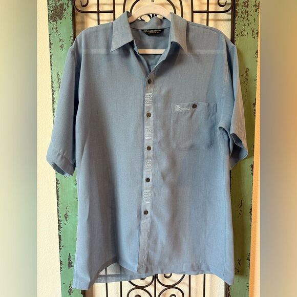 Vintage PAOLOGUCCI Blue linen Button Down Shirt. The utmost attn to detail! - Picture 1 of 10
